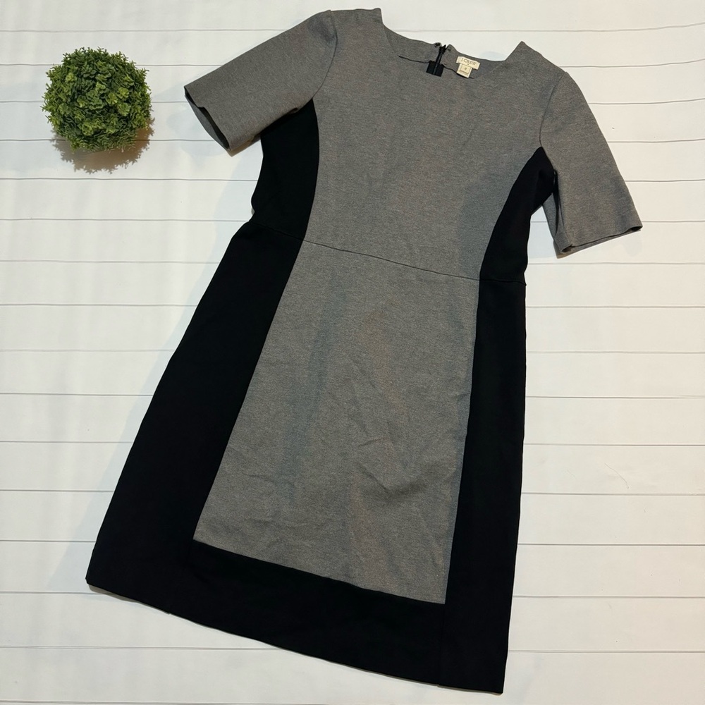 J Crew Gray Black Color Block Short‎ Sleeve Pencil Sheath Dress Women’s Size 8